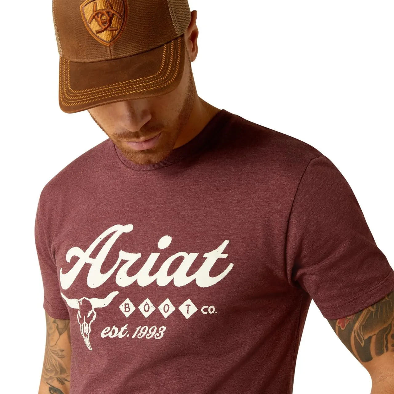 Ariat Men's Established Boot Co. T-Shirt, Maroon Heather