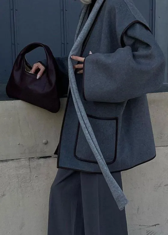 Ashen Wrap Belted Overcoat