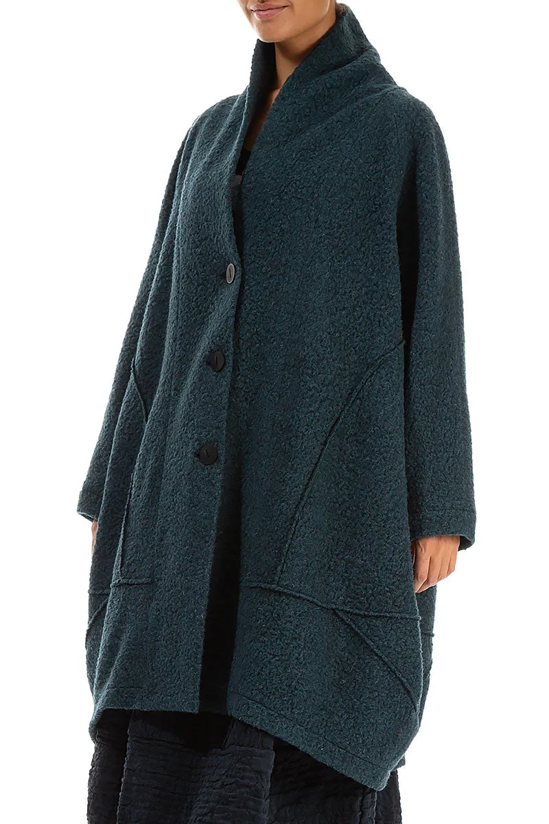 Balloon Teal Plush Wool Cotton Coat