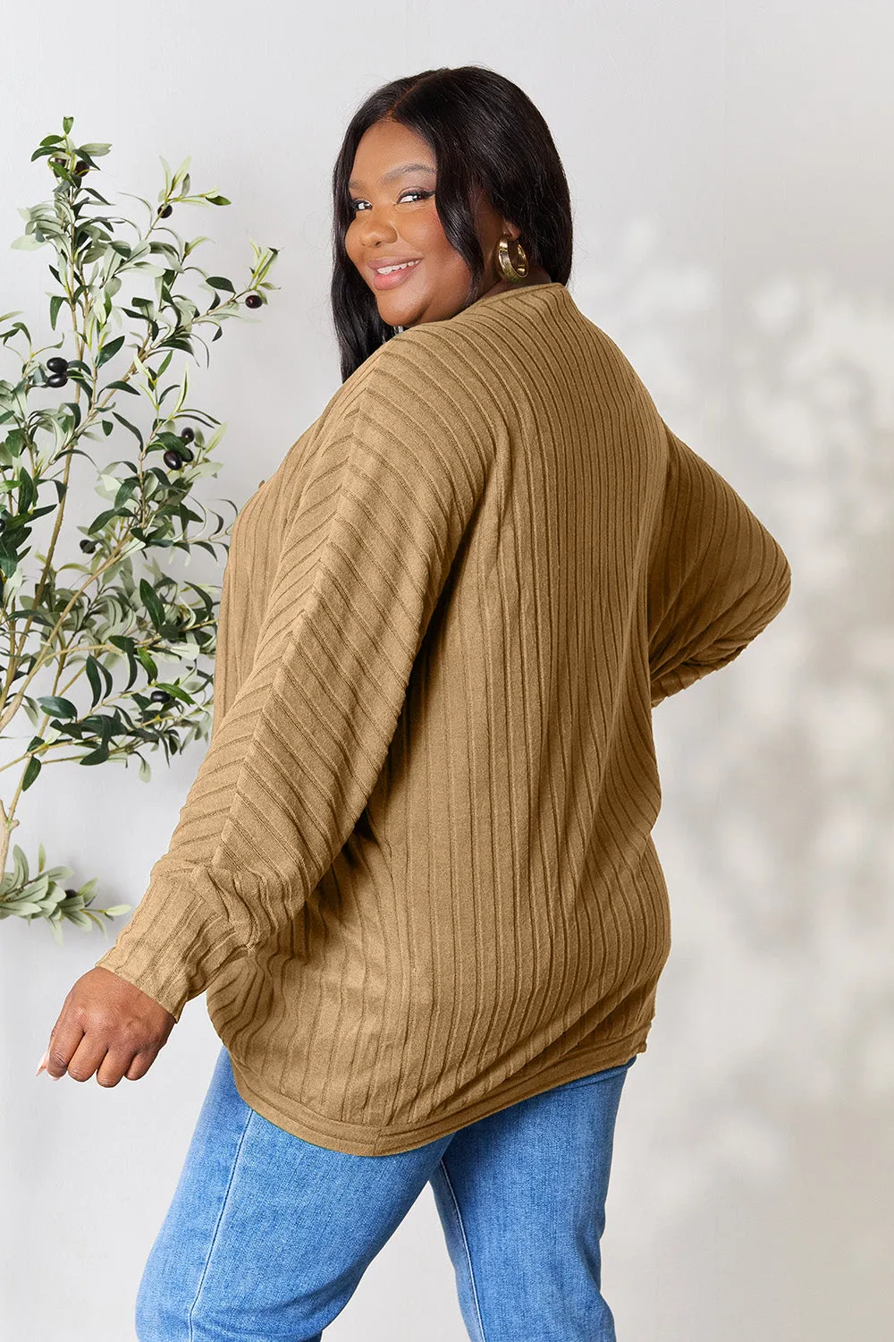 Basic Bae Full Size Ribbed Cocoon Cardigan