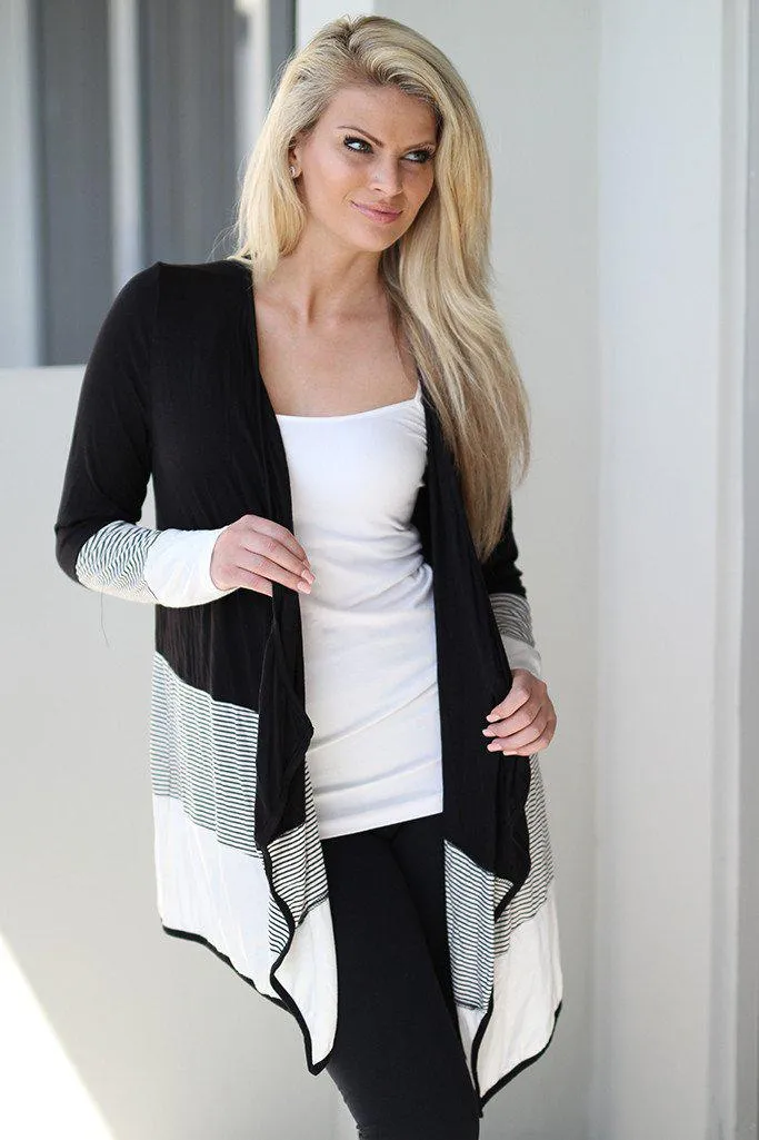 Black Color Block Cardigan