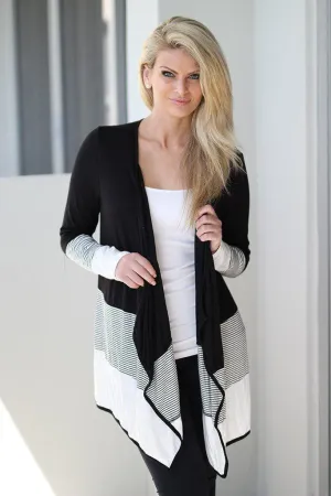 Black Color Block Cardigan