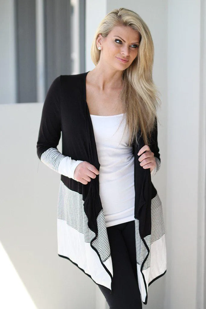 Black Color Block Cardigan