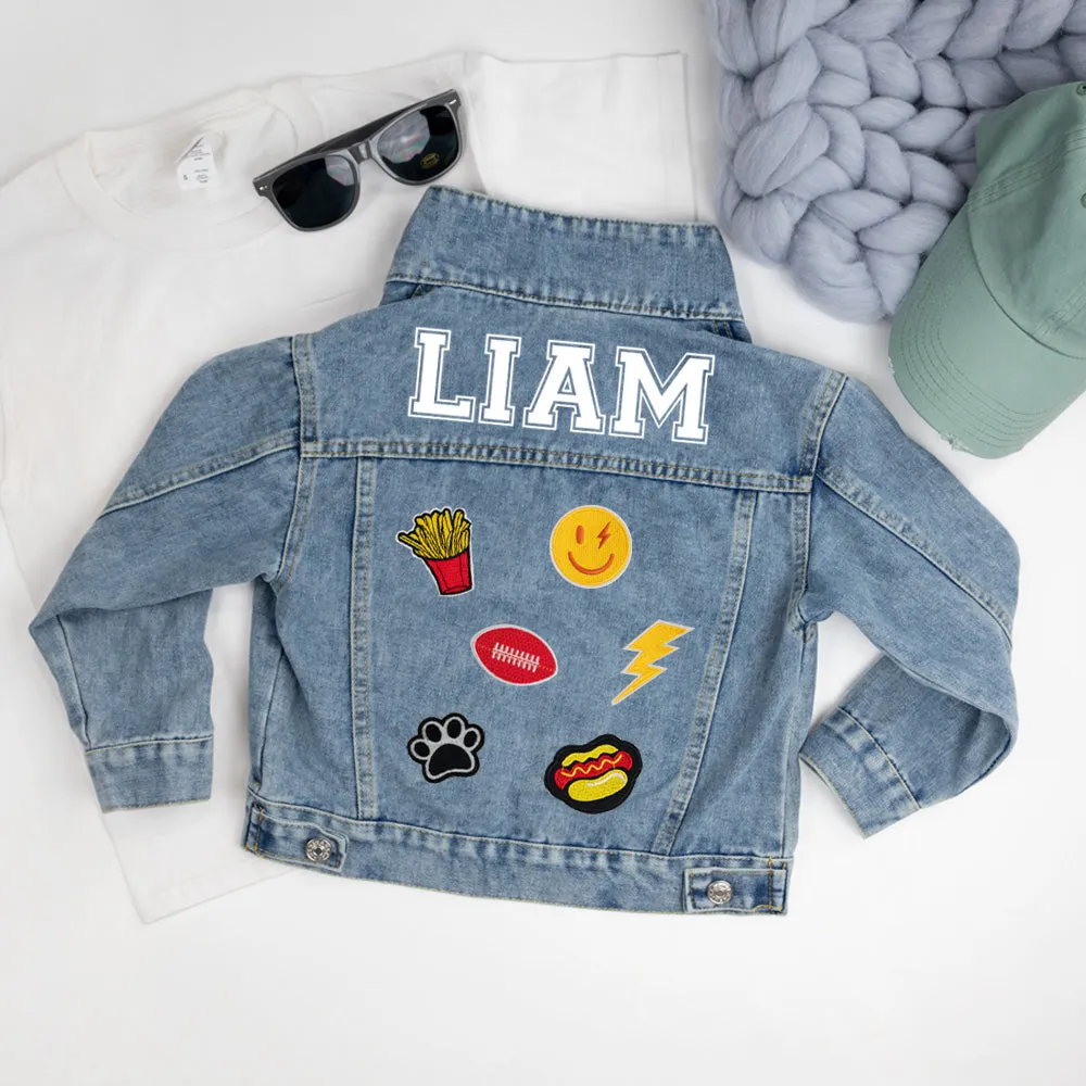 (Blue Denim) Personalized Patched Denim Jacket