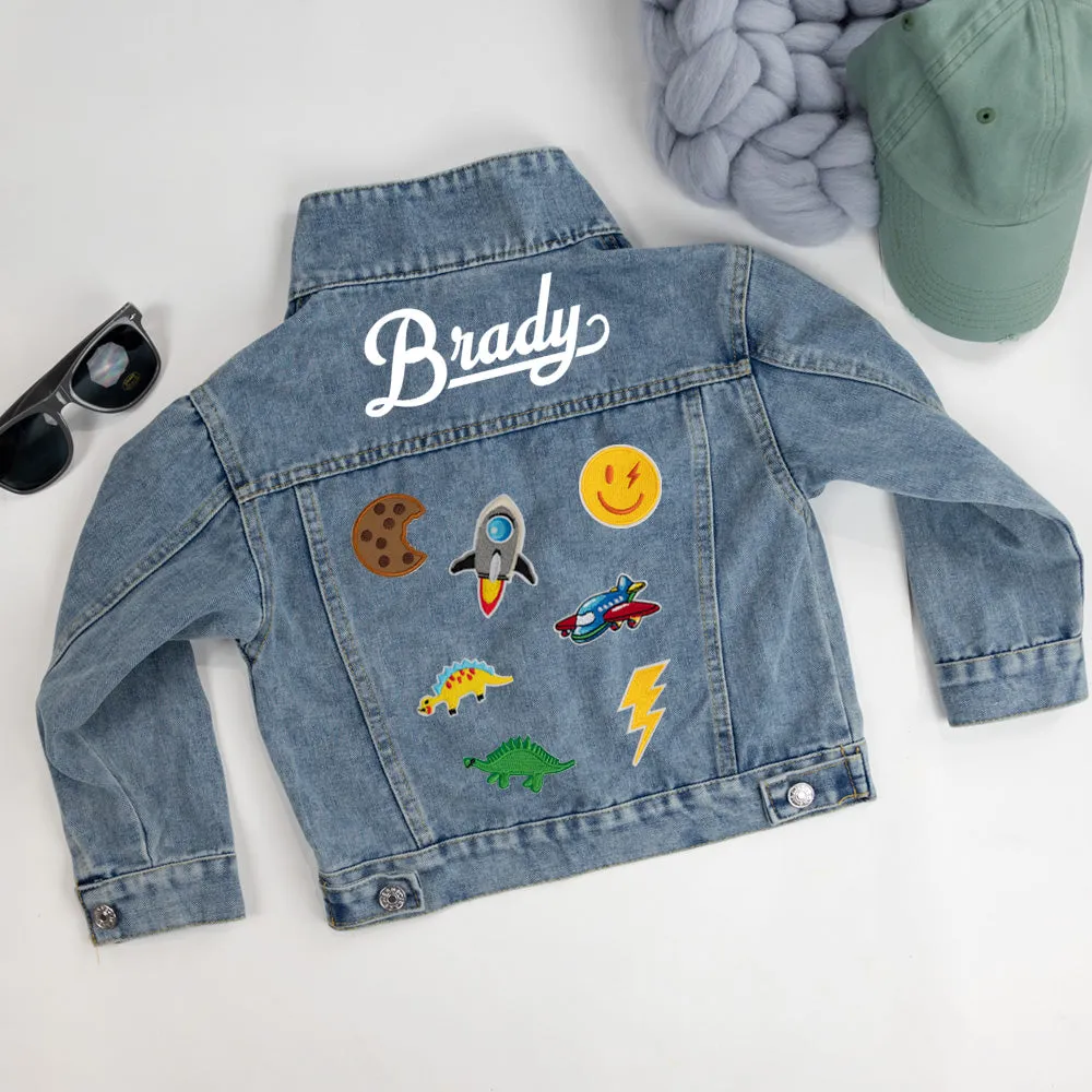 (Blue Denim) Personalized Patched Denim Jacket