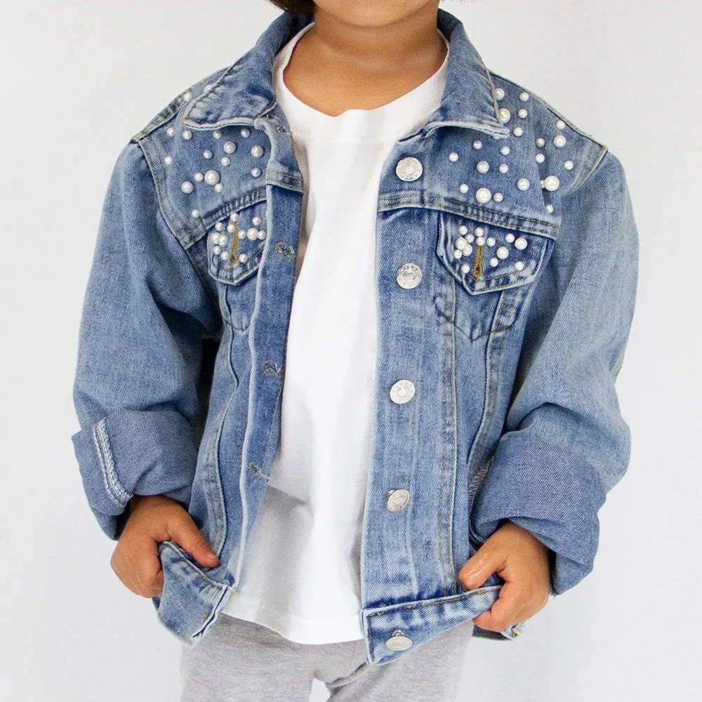 (Blue Pearl) Cute Mother and Daughter Denim Jackets