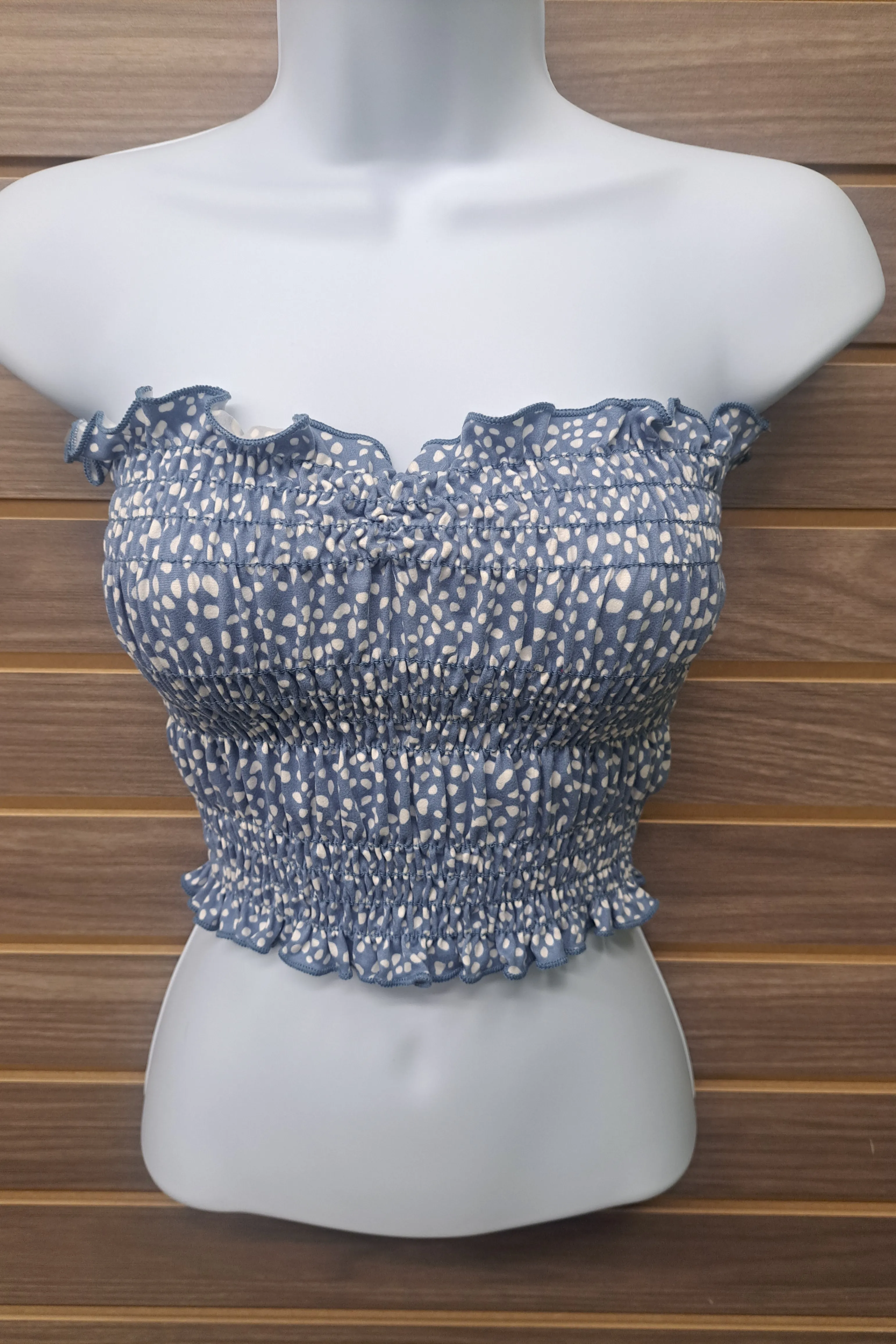 Blue spotted tube top