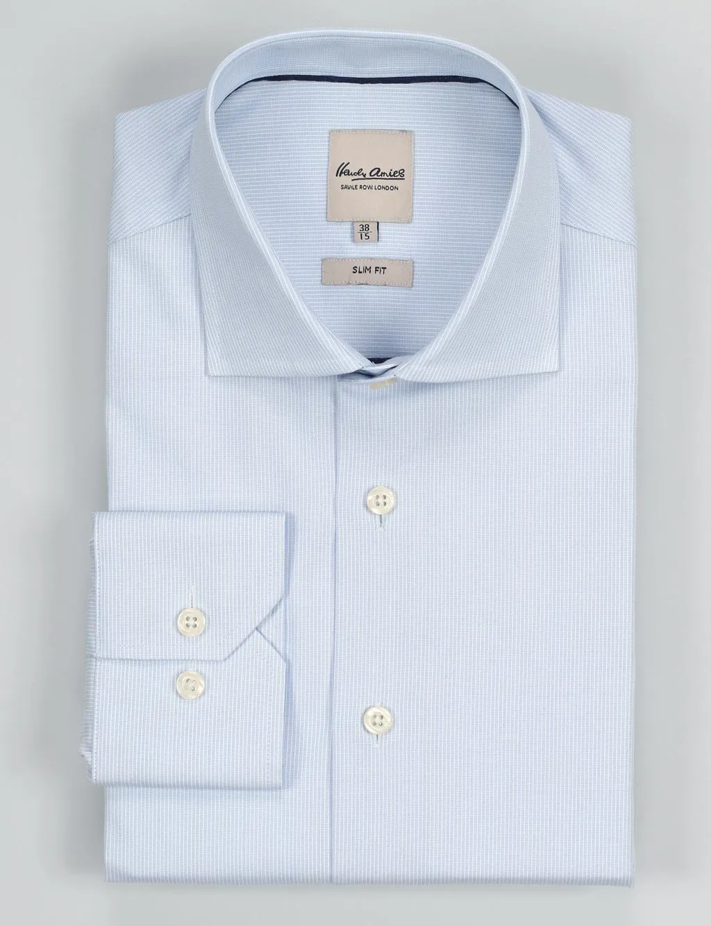 Blue Textured Stripe Business Shirt (Slim Fit)