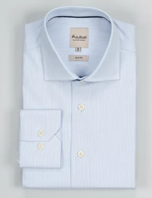 Blue Textured Stripe Business Shirt (Slim Fit)