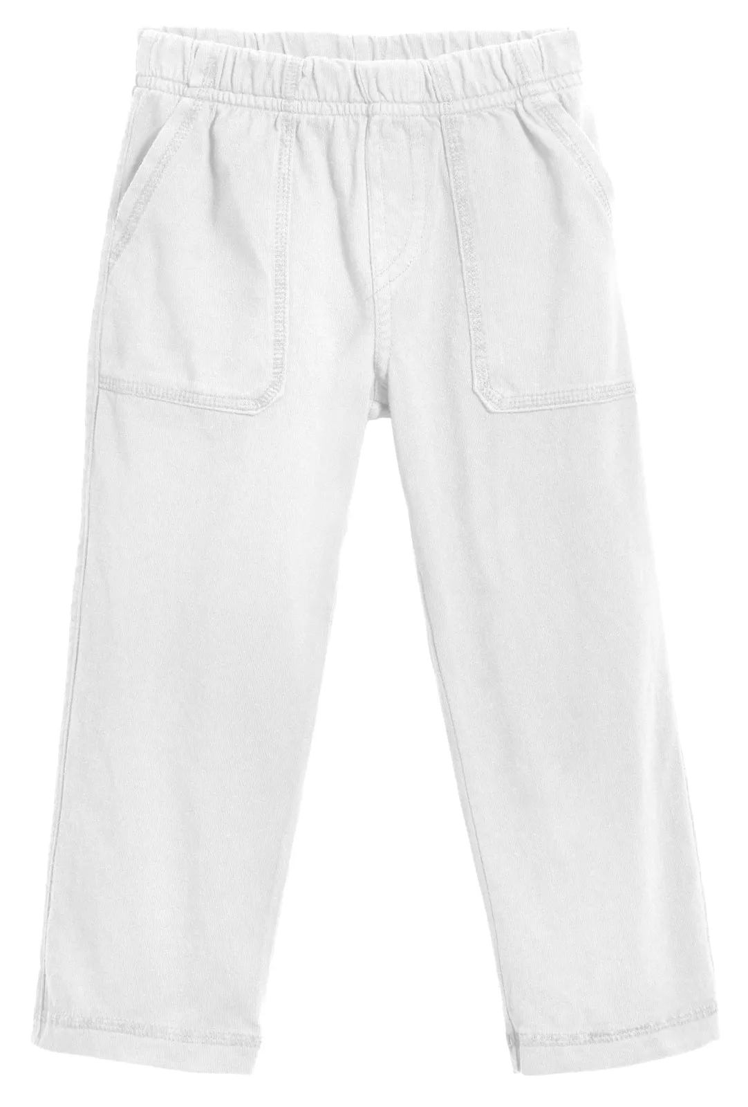 Boys Soft Cotton 3-Pocket Jersey Pants - UPF 50  | White