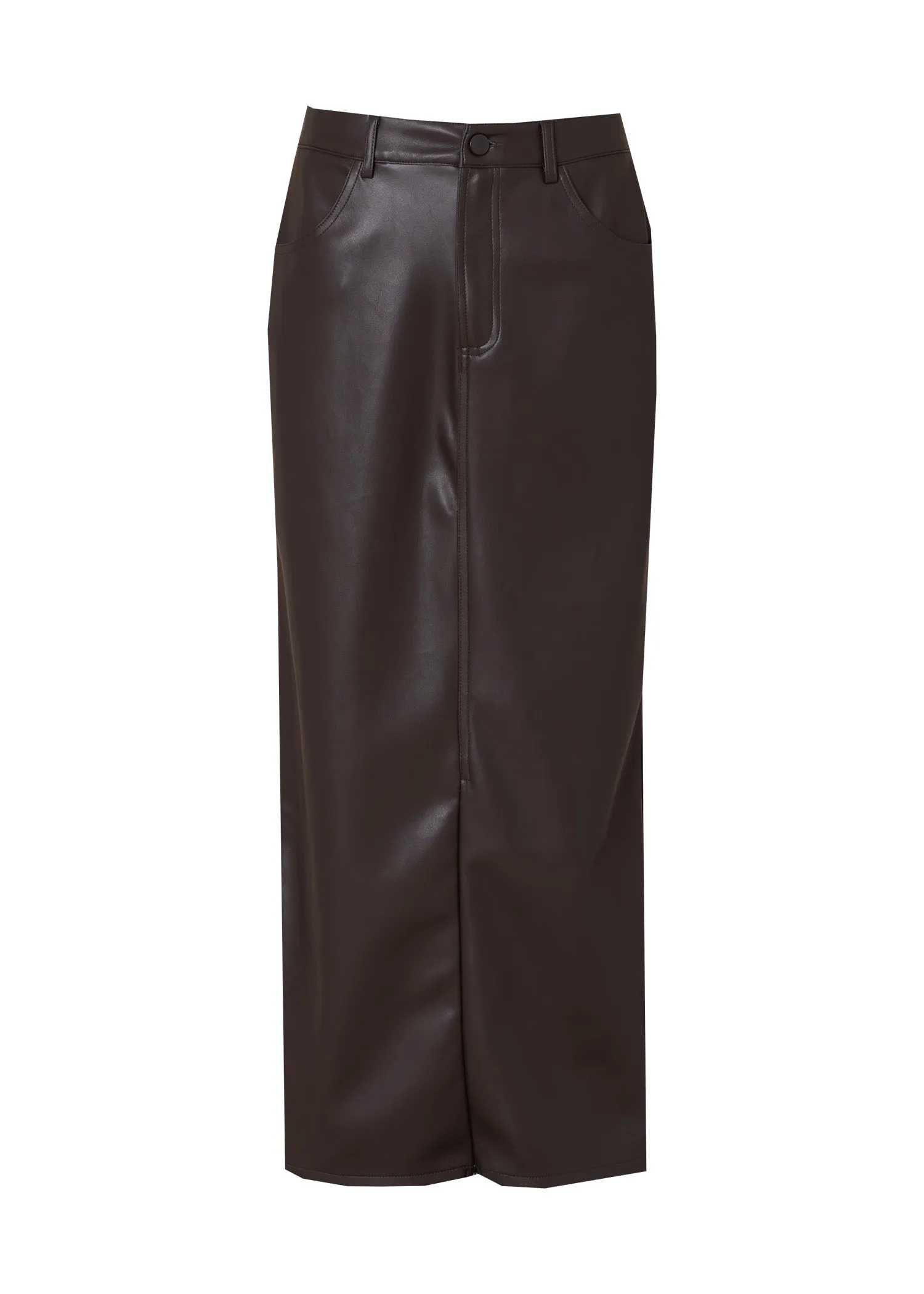 Brown Everyday Leather Maxi Skirt