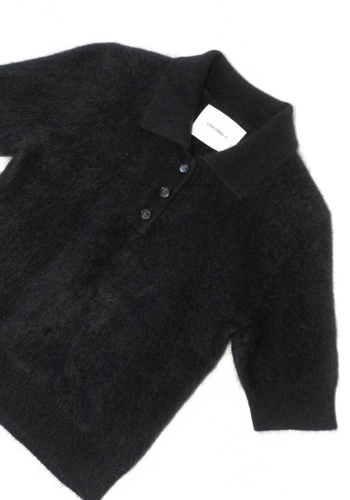 Cashmere Carolyn Sweater in Black Brushed