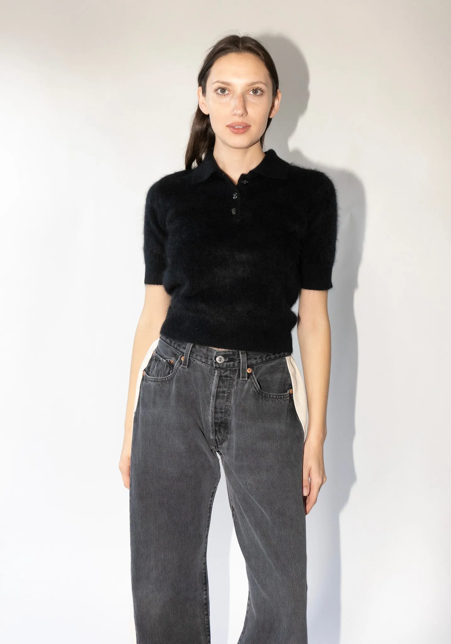 Cashmere Carolyn Sweater in Black Brushed