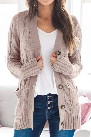 Casual Solid Patchwork Buckle Cardigan Collar Cardigans(5 Colors)