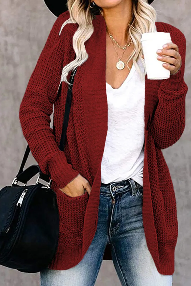 Casual Solid Patchwork Cardigan Collar Cardigans(6 Colors)