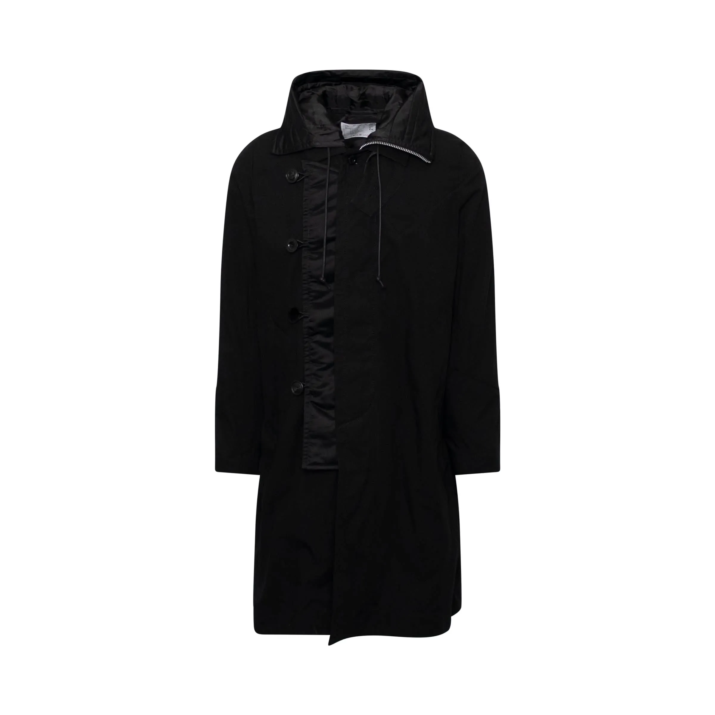 Cotton Nylon Oxford Coat in Black