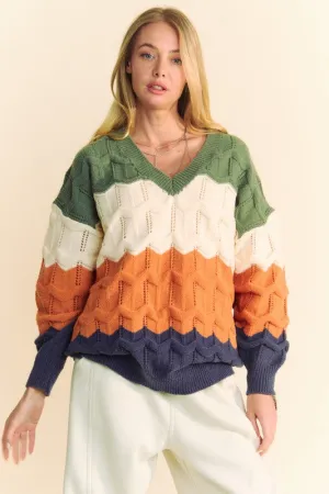 Cozy Waves Colorblock Sweater