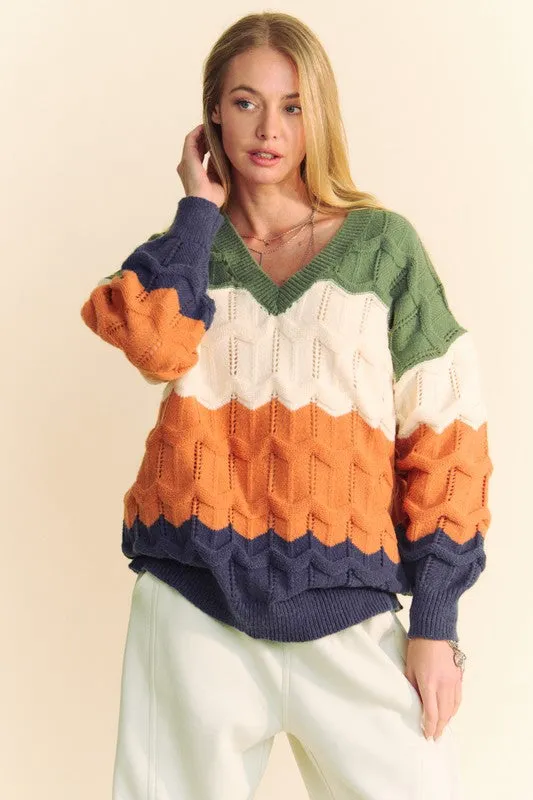 Cozy Waves Colorblock Sweater