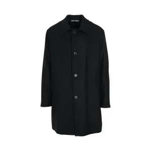 Curved Logo Coat in Black