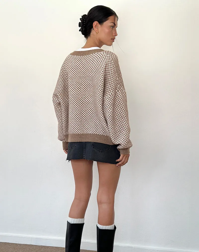 Danov Cardigan in Brown Gingham