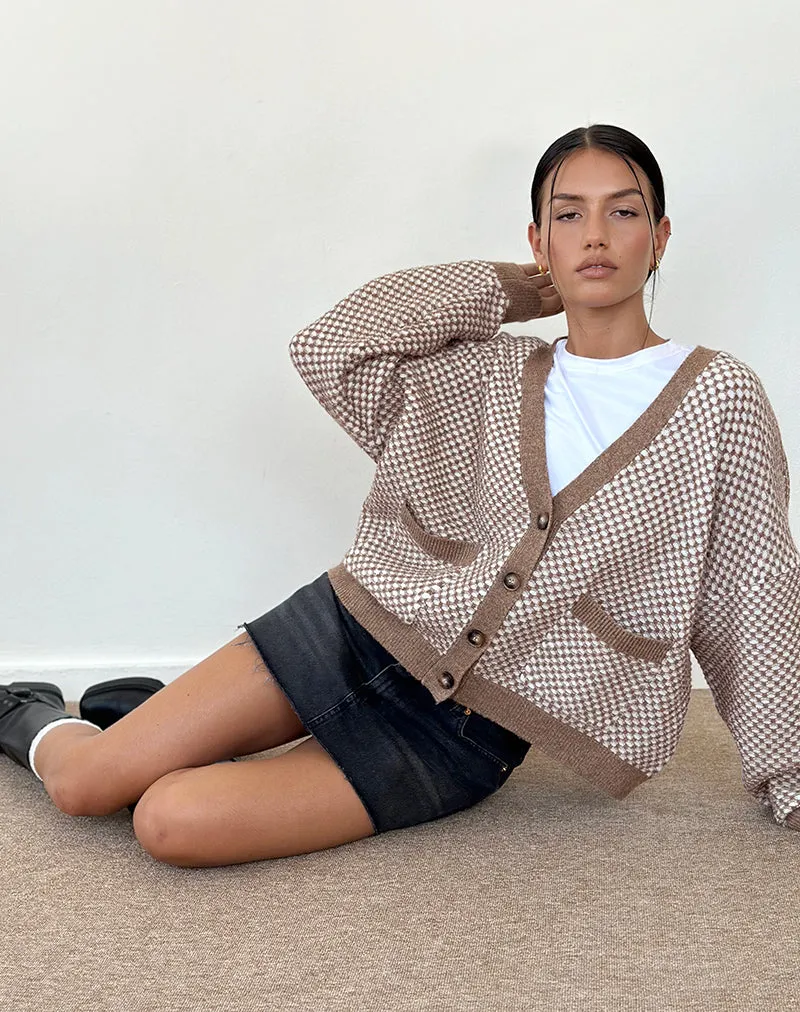 Danov Cardigan in Brown Gingham