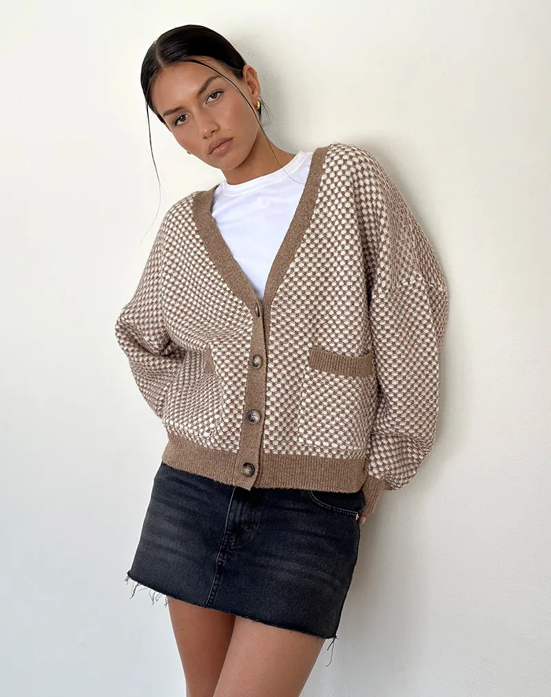 Danov Cardigan in Brown Gingham