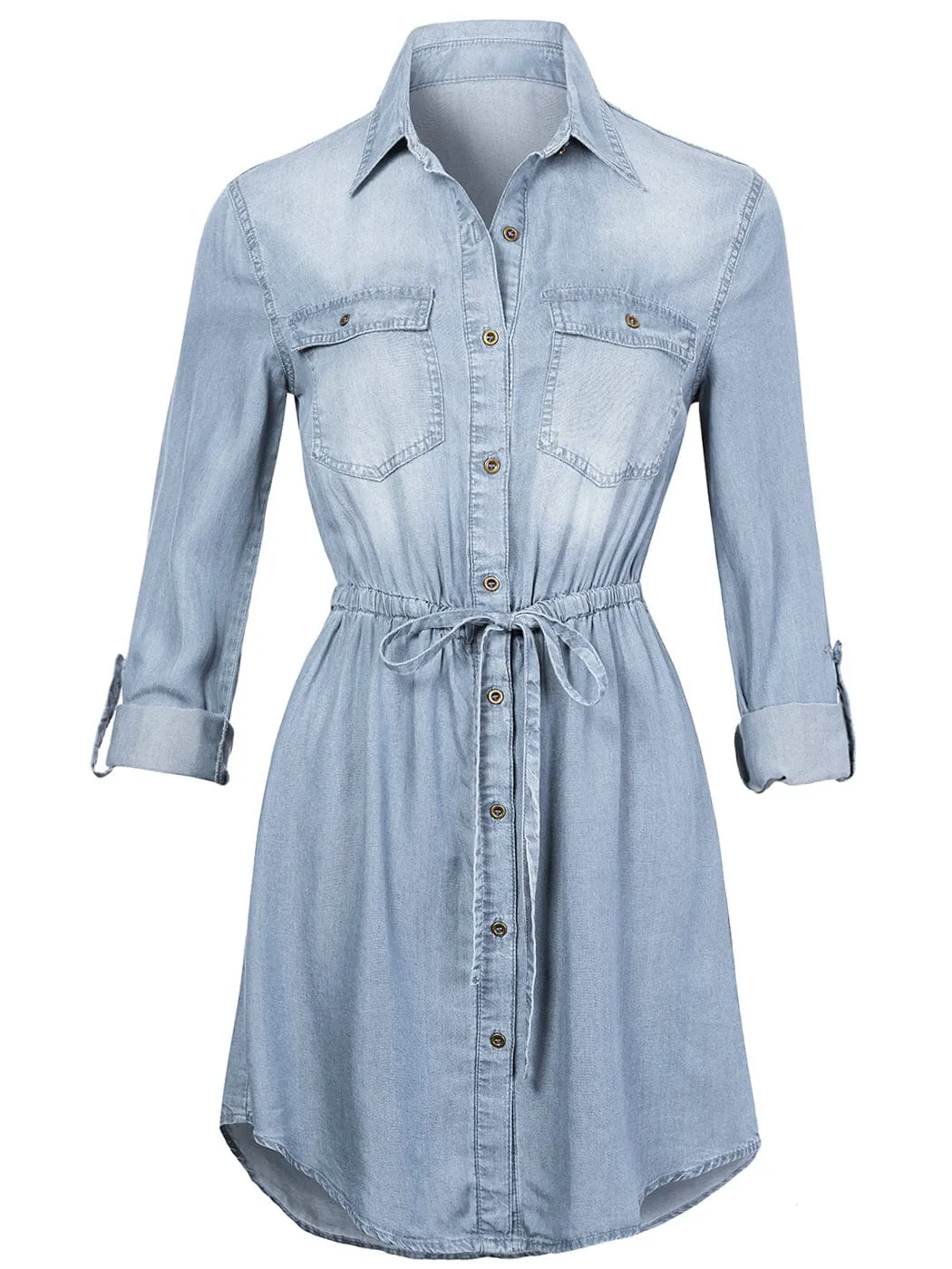 Denim Long Sleeve Jean Shirt Dress