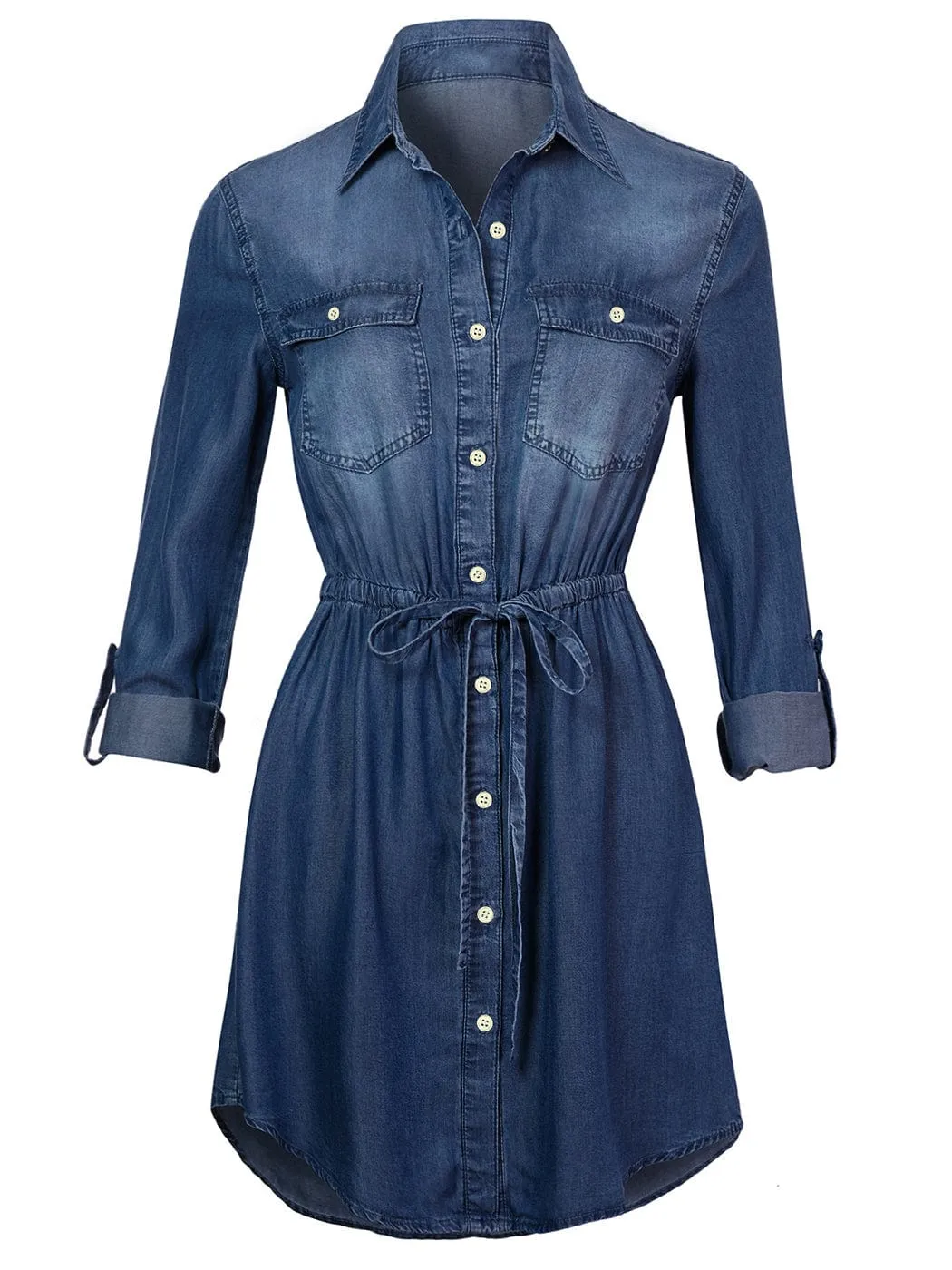 Denim Long Sleeve Jean Shirt Dress