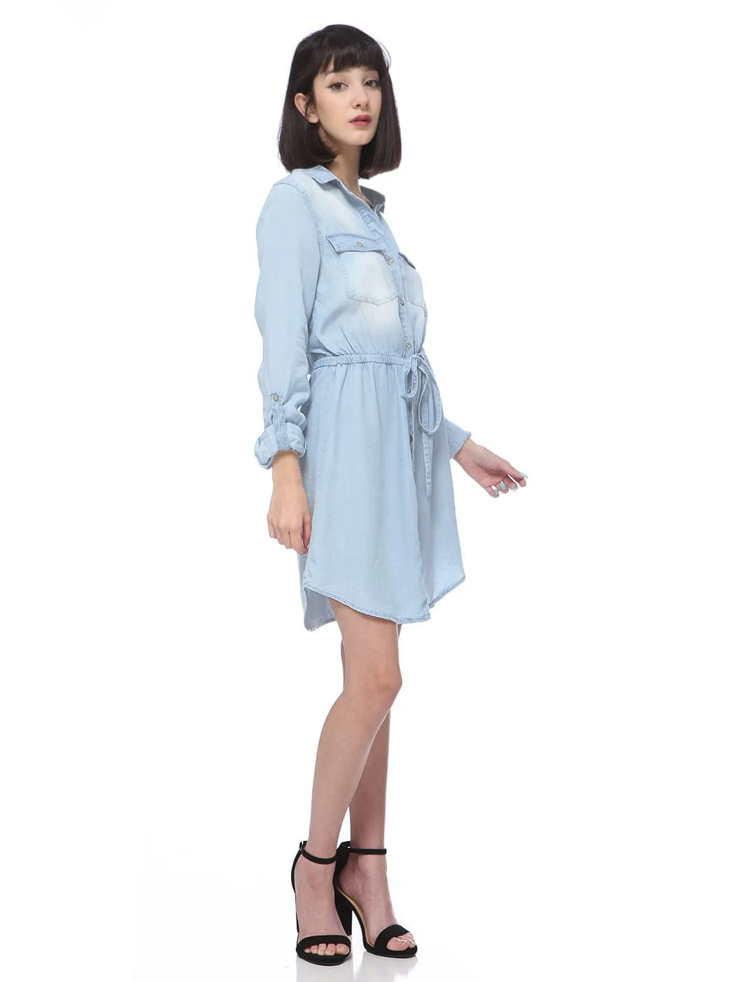 Denim Long Sleeve Jean Shirt Dress