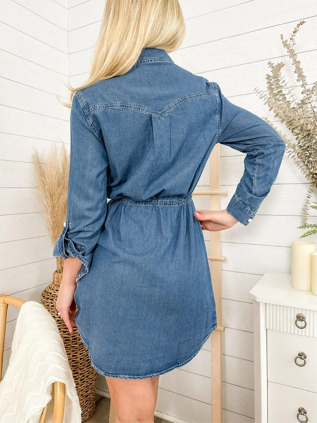 Denim Long Sleeve Jean Shirt Dress