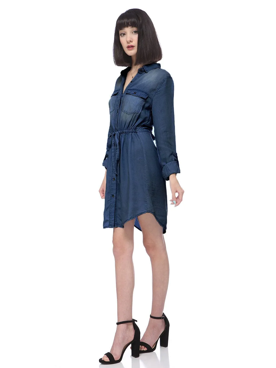 Denim Long Sleeve Jean Shirt Dress