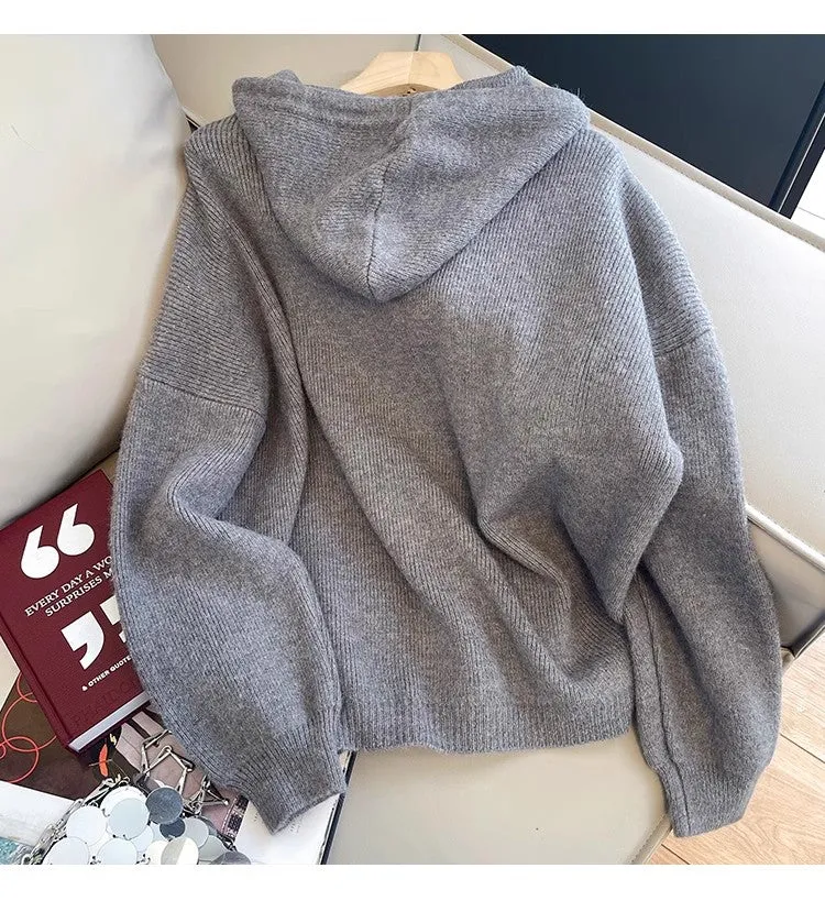 Designed zipper sweater jacket for women knitted cardigan trendy      S4883