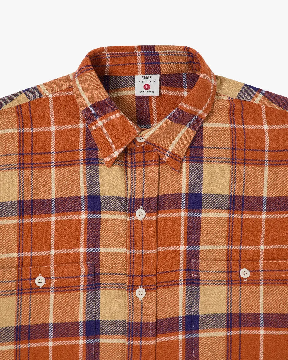 Edwin Made In Japan Flannel Work Shirt - Orange