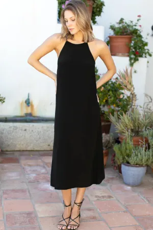 Emerson Fry High Neck Midi Dress Black