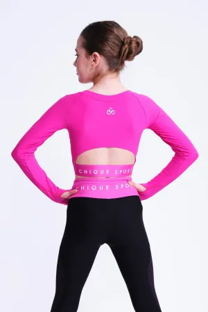 Empower Long-Sleeve Crop in Fuchsia