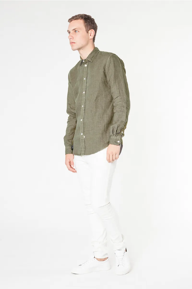 Essential Linen L/S Shirt - Olive