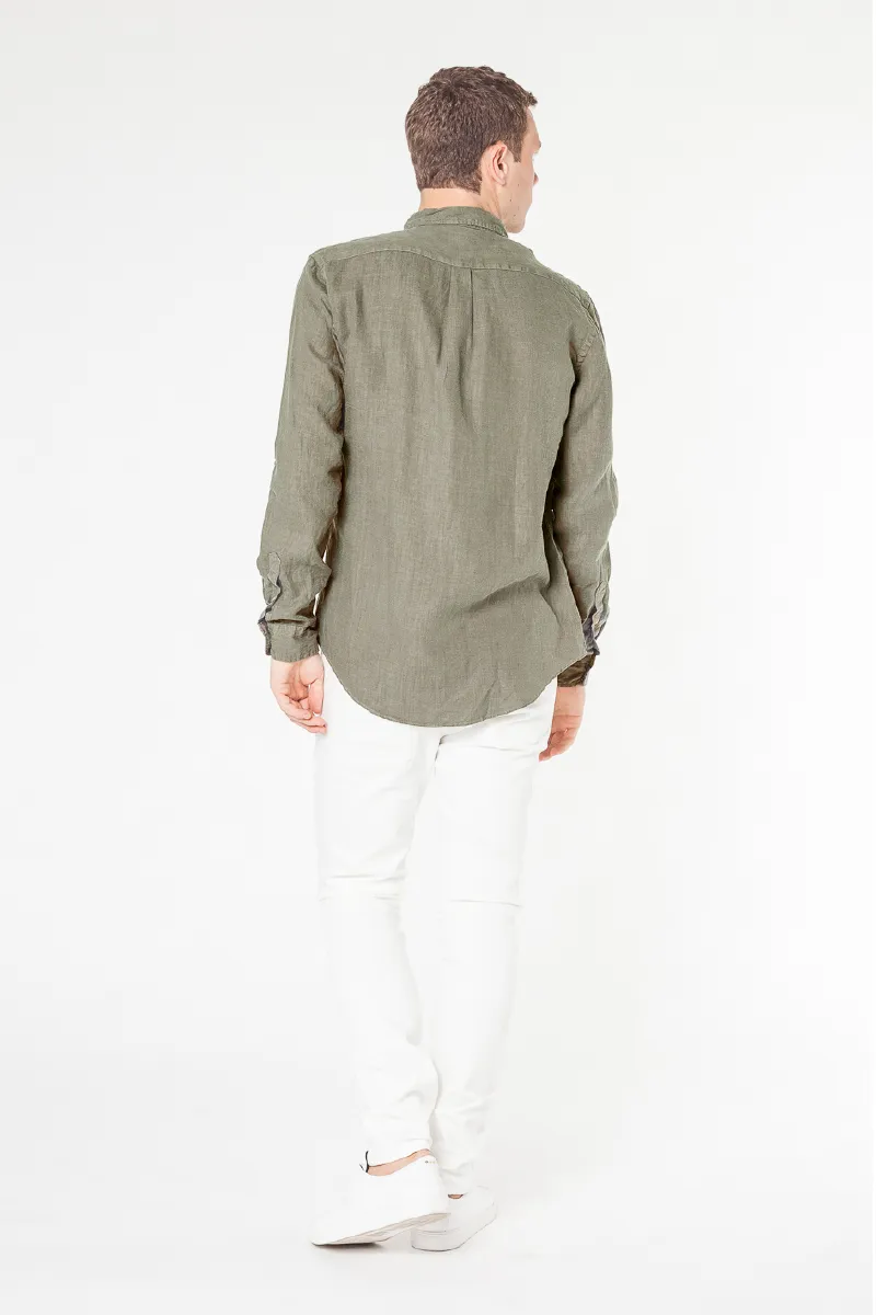 Essential Linen L/S Shirt - Olive