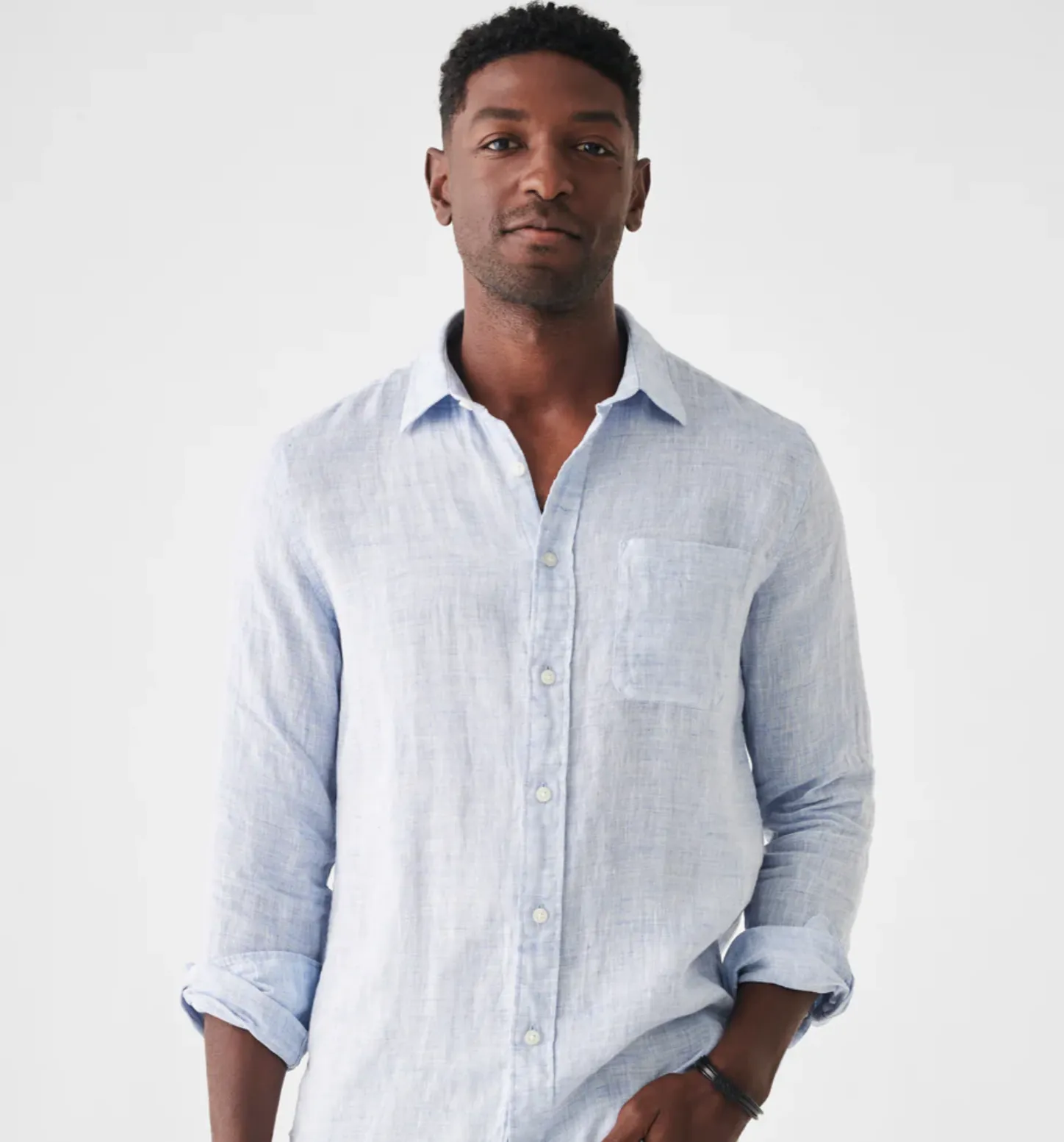 Faherty Linen Laguna Shirt Light Blue Melange