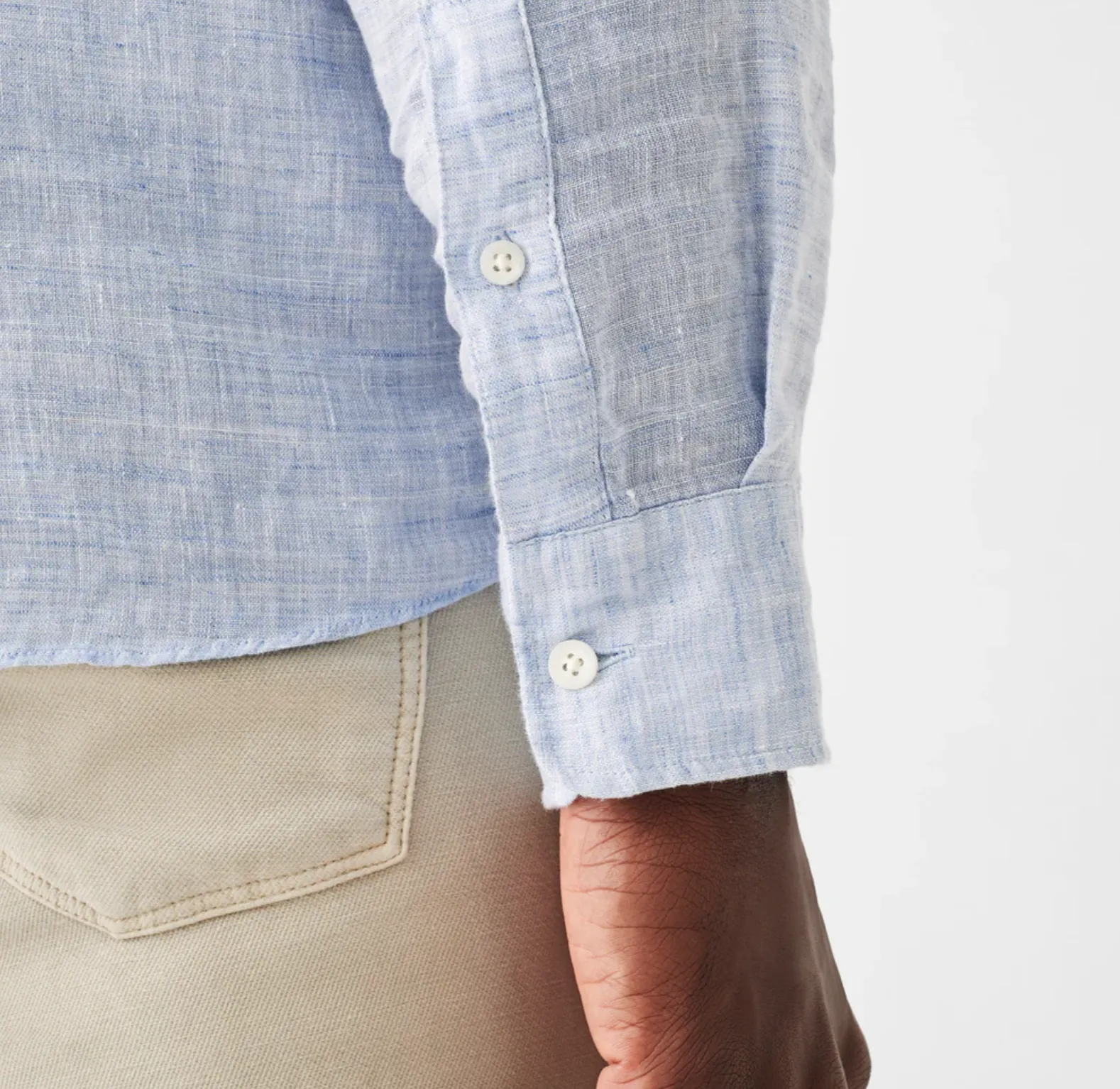 Faherty Linen Laguna Shirt Light Blue Melange