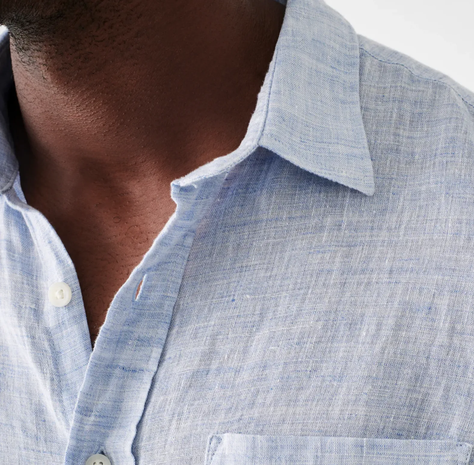 Faherty Linen Laguna Shirt Light Blue Melange