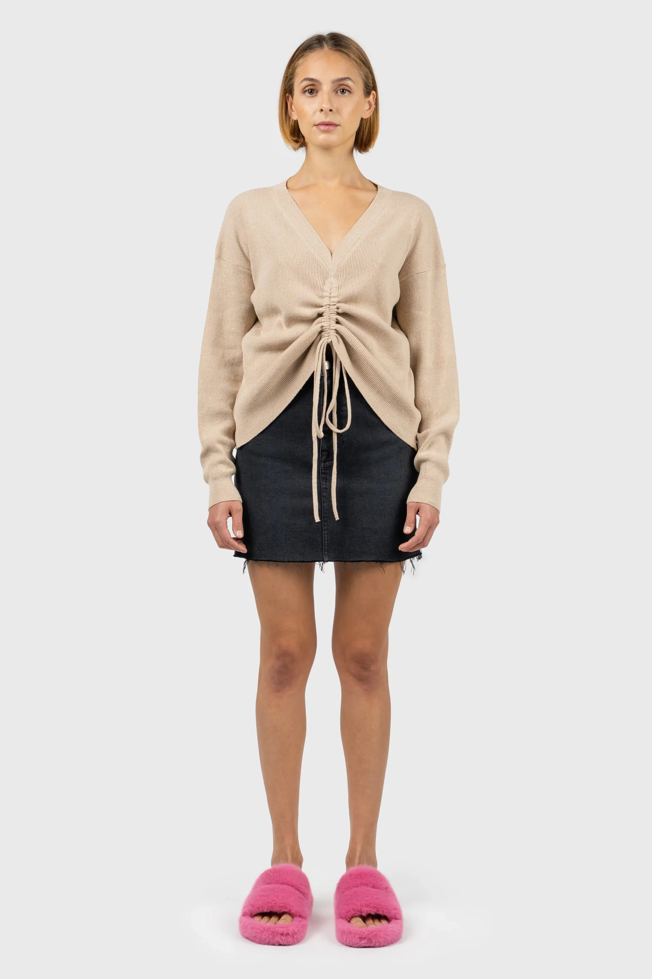 Front Ruched Knit Jumper