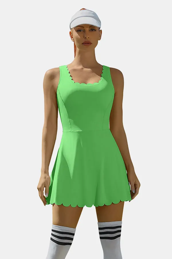 Green Athletic Women's Tennis Dress with Pockets