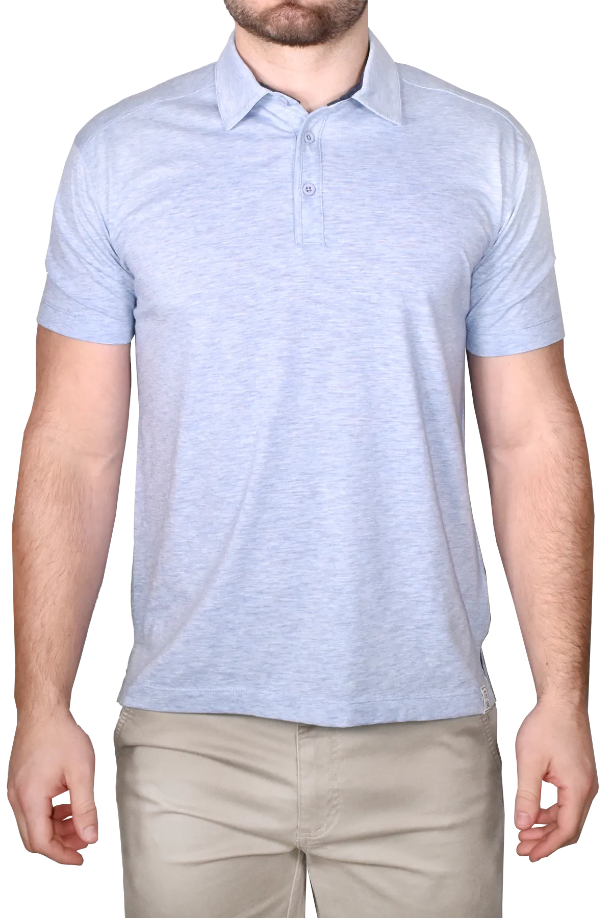 Heather Slub Jersey Polo, Sky Blue