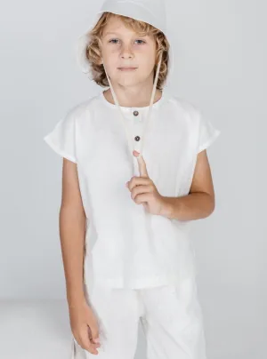 Hemp sleeveless shirt in White