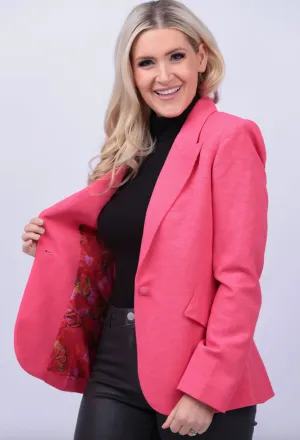 L'Agence Chamberlain Blazer Coral Butterfly Lining