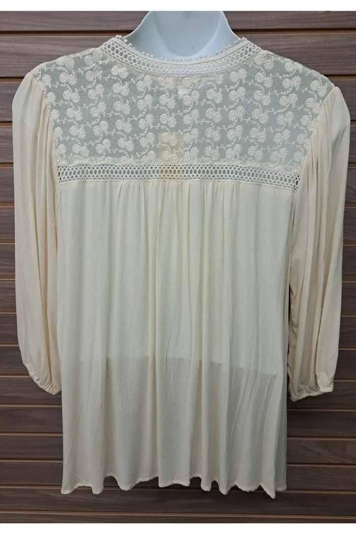 Linen & lace ivory blouse