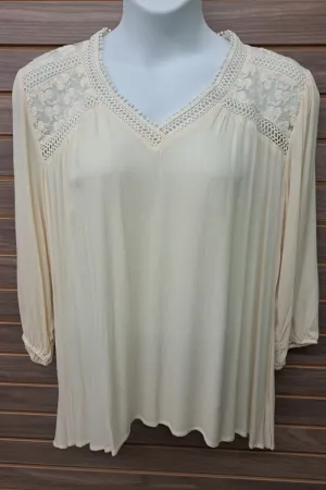 Linen & lace ivory blouse