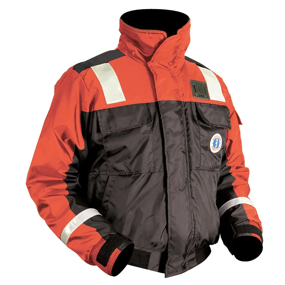 Mustang Classic Flotation Bomber Jacket w/Reflective Tape - Orange/Black - XXXL