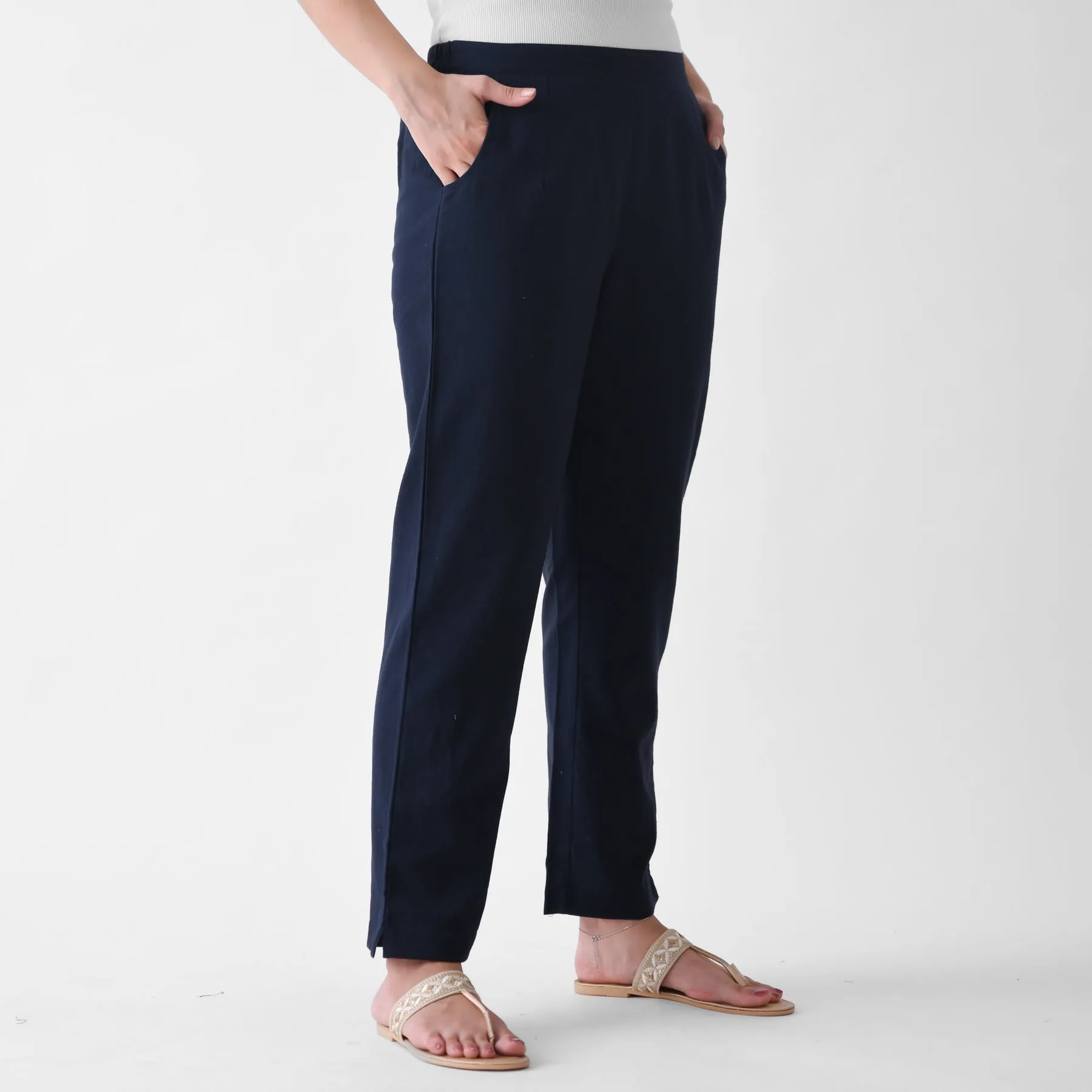 Navy Cotton AMPM Pants