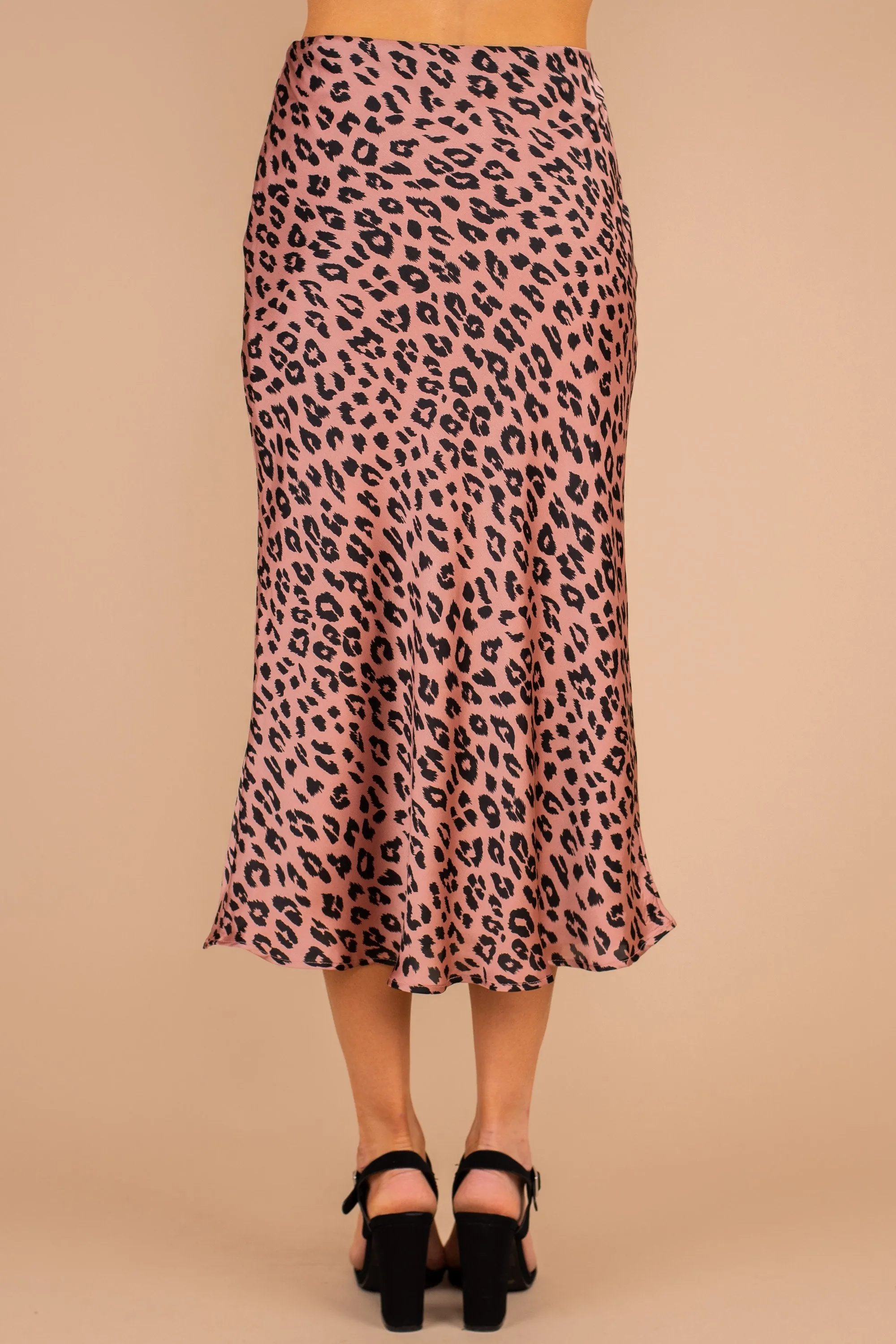 Never Let You Go Blush Pink Leopard Midi Skirt